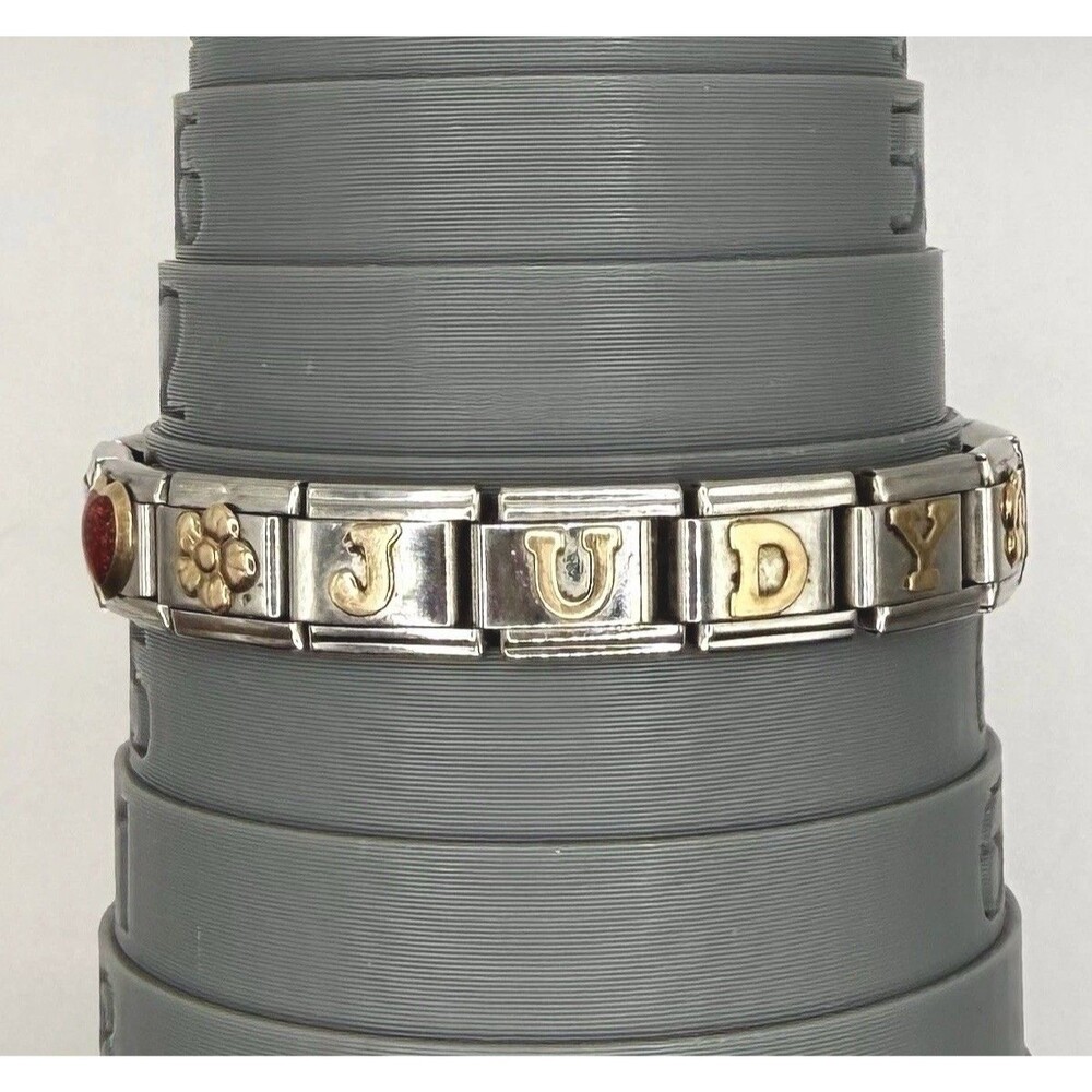Vtg Y2KJAD Jay-Aimee Italian Charm Modular Bracelet 14K Gold Heart Floral 6.5”